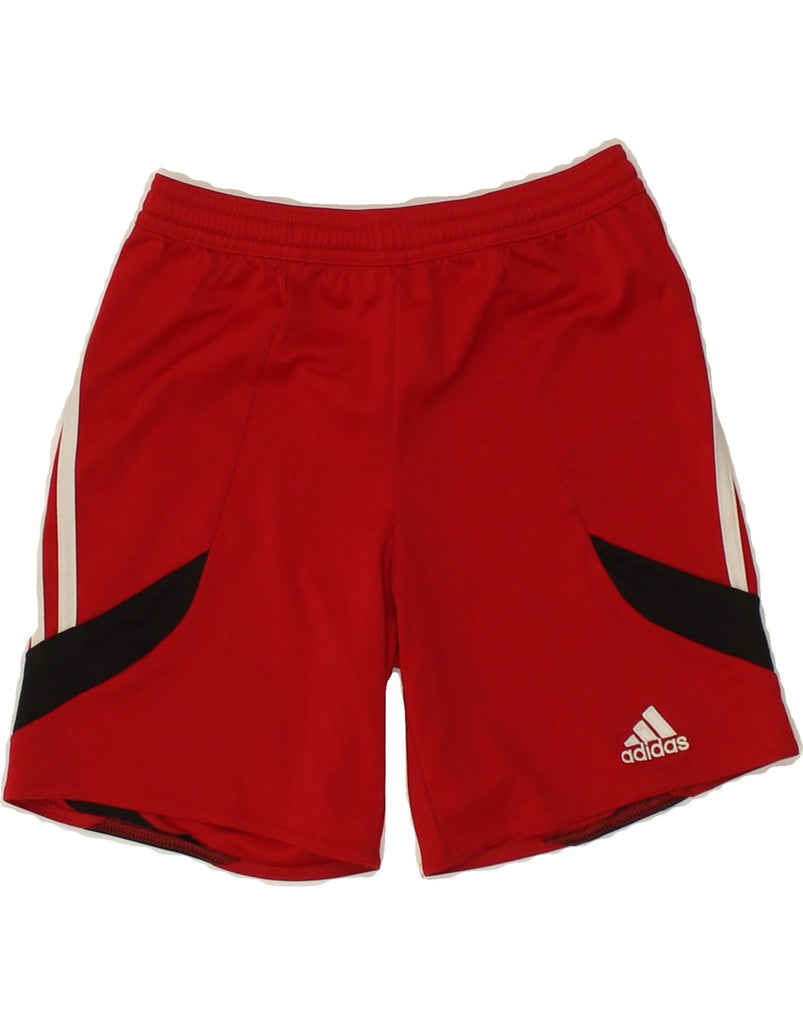 ADIDAS Boys Sport Shorts 9-10 Years Medium Red Colourblock Polyester | Vintage Adidas | Thrift | Second-Hand Adidas | Used Clothing | Messina Hembry 