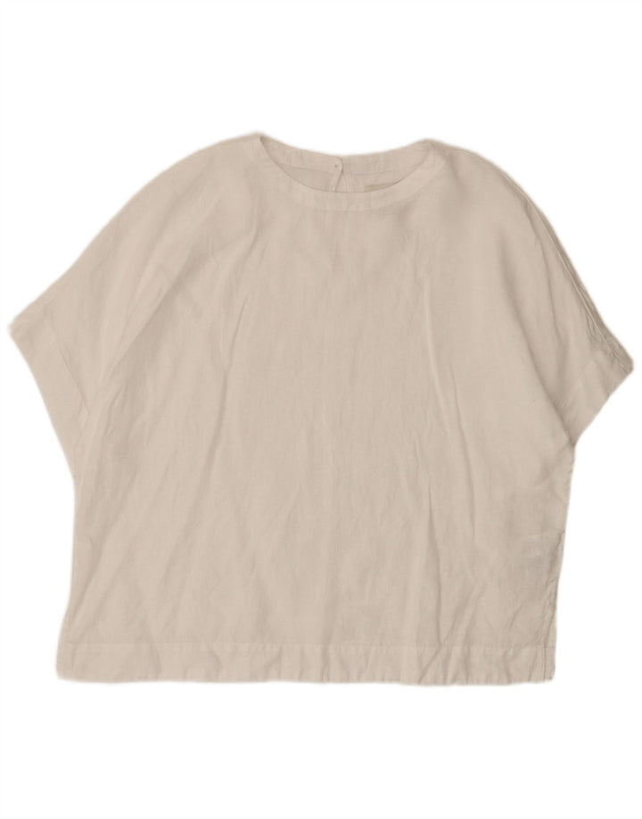 Marks & Spencer Womens Oversized Blouse Top UK 14 Large White Linen