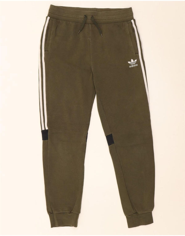 ADIDAS Boys Tracksuit Trousers Joggers 15-16 Years  Khaki Cotton