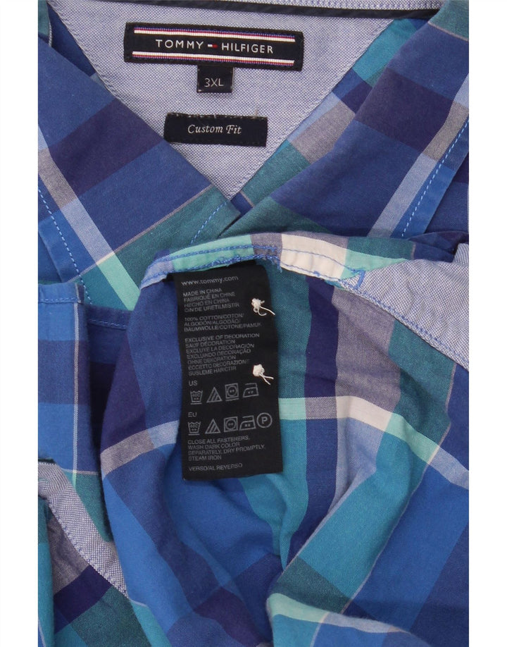 Tommy Hilfiger Mens Custom Fit Shirt 3XL Blue Check Cotton