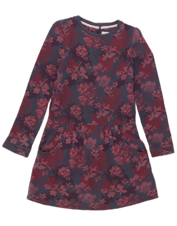 Fat Face Girls Long Sleeve Basic Dress 10-11 Years Navy Blue Floral Cotton