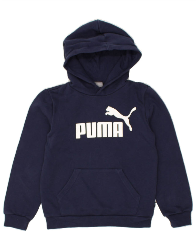 PUMA Boys Graphic Hoodie Jumper 9-10 Years Navy Blue Cotton | Vintage Puma | Thrift | Second-Hand Puma | Used Clothing | Messina Hembry 