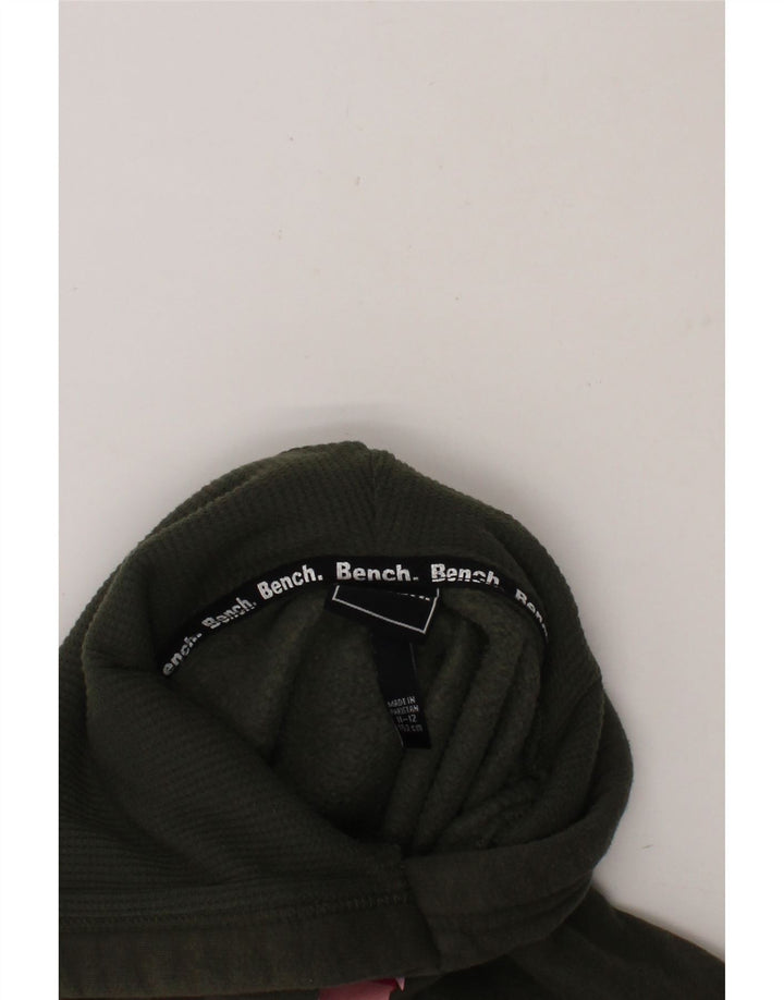 BENCH Girls Graphic Hoodie Jumper 11-12 Years Khaki Cotton Vintage Bench and Second-Hand Bench from Messina Hembry 