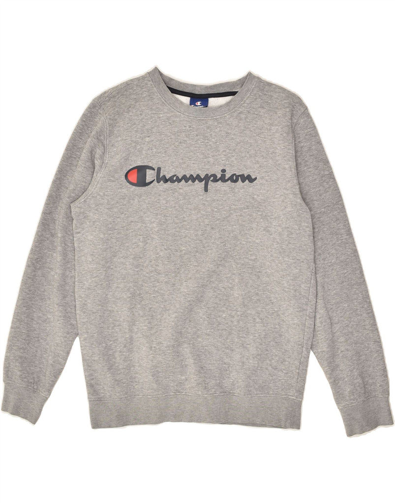 CHAMPION Mens Graphic Sweatshirt Jumper Medium Grey Cotton | Vintage Champion | Thrift | Second-Hand Champion | Used Clothing | Messina Hembry 