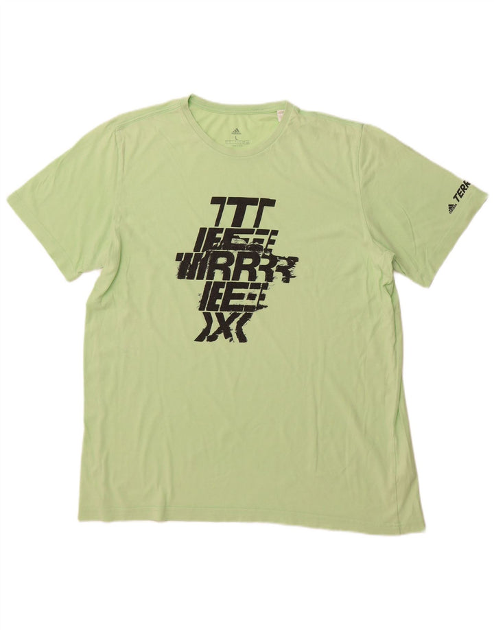 ADIDAS Mens Graphic T-Shirt Top Large Green Cotton