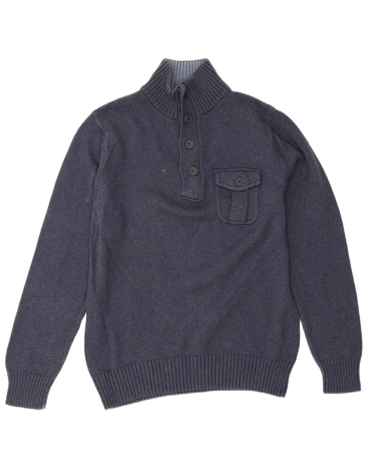 Gant Mens Button Neck Jumper Sweater Medium Navy Blue