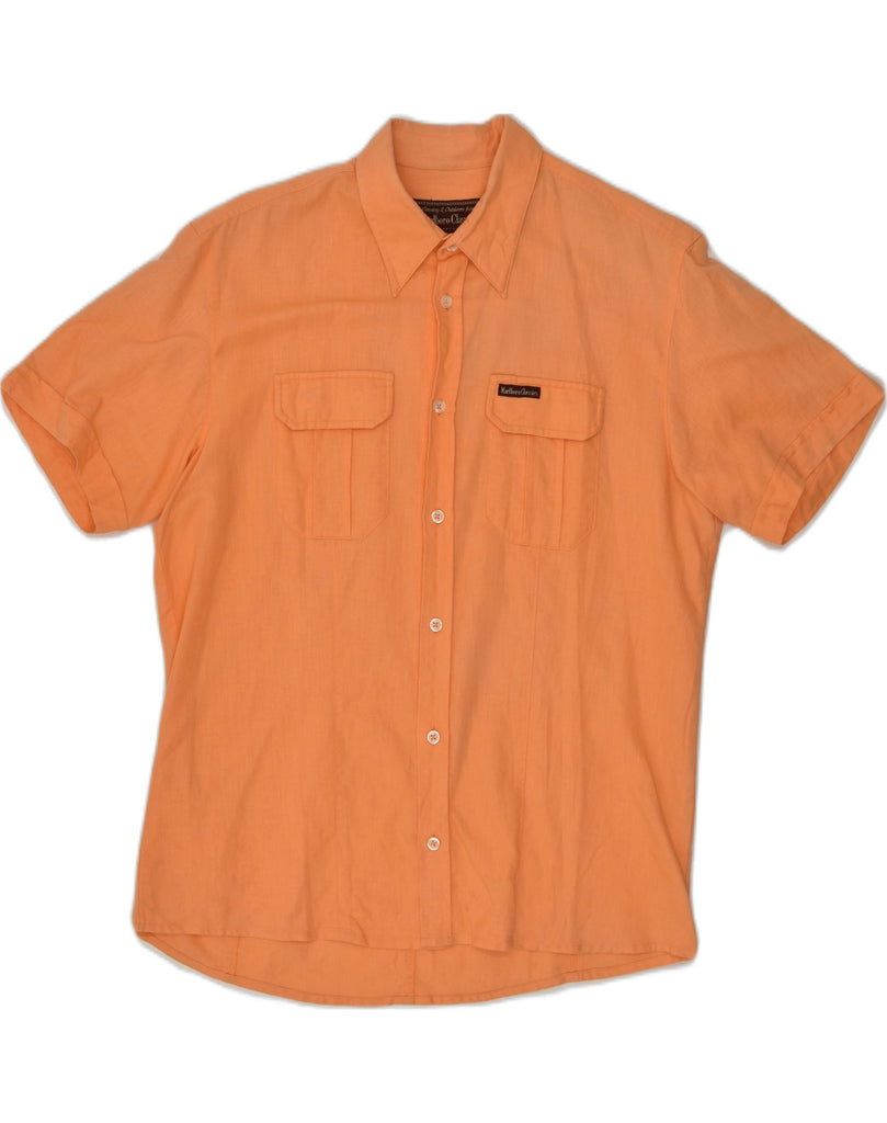 MARLBORO CLASSICS Mens Short Sleeve Shirt Medium Orange Cotton | Vintage Marlboro Classics | Thrift | Second-Hand Marlboro Classics | Used Clothing | Messina Hembry 