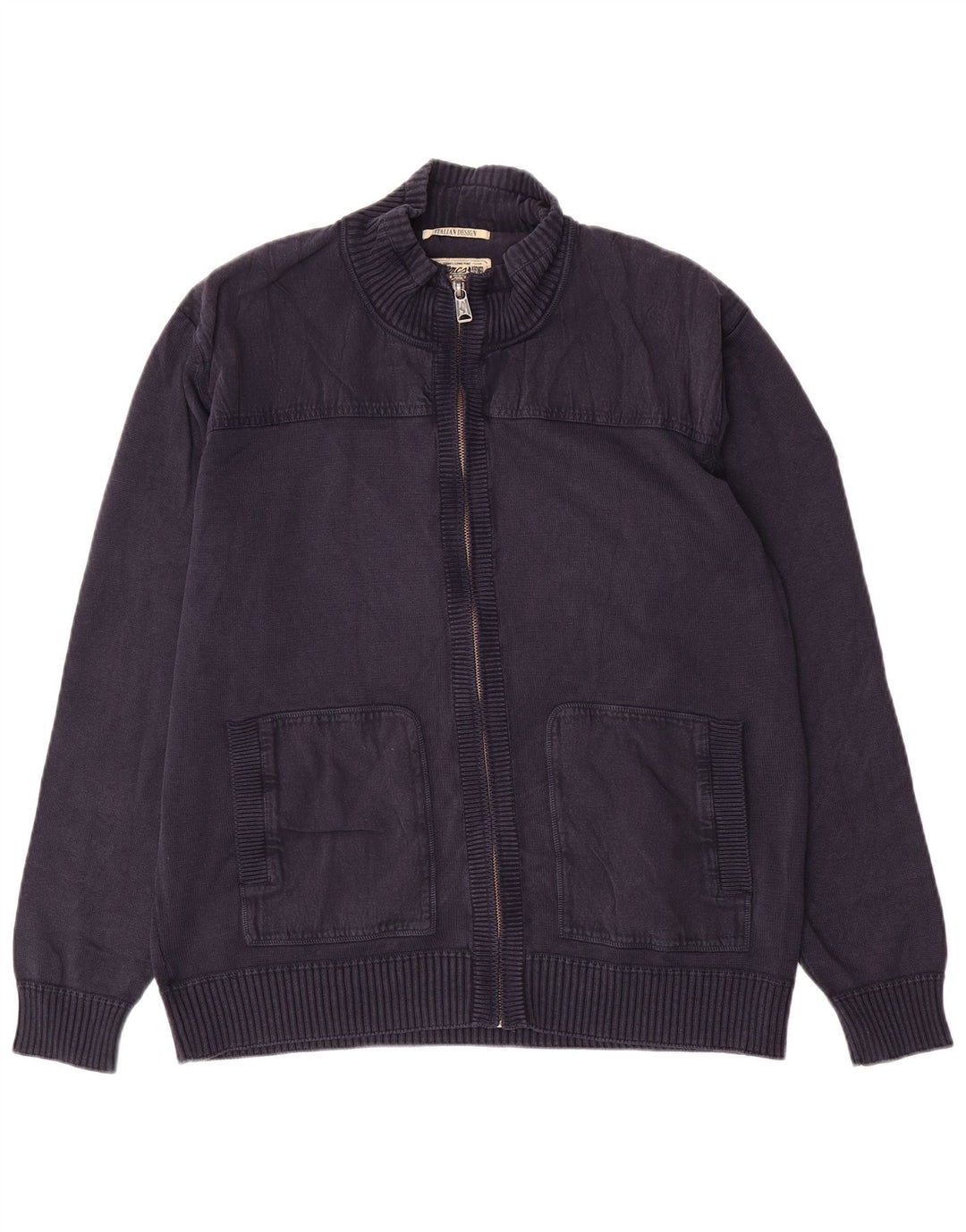 Marlboro Classics Mens Full Zip Cardigan Sweater 2XL Navy Blue