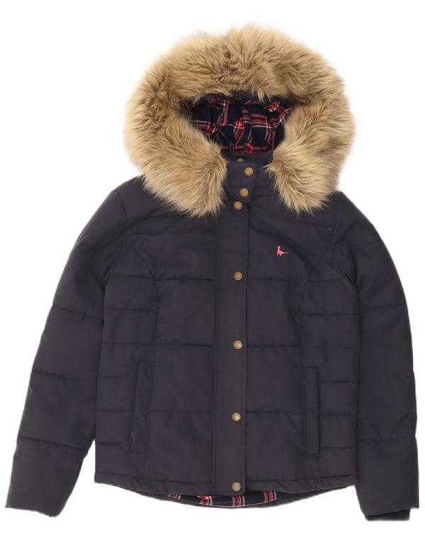 Jack Wills Womens Hooded Padded Jacket UK 8 Small Navy Blue