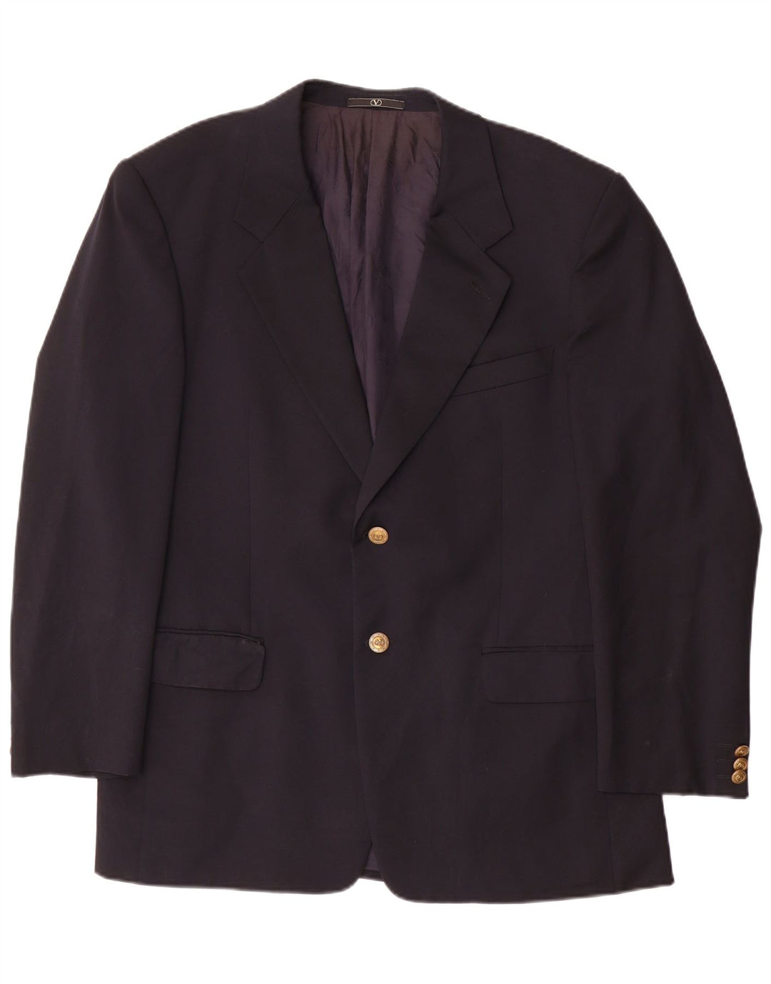 Valentino Mens 2 Button Blazer Jacket IT 52 XL Navy Blue Wool