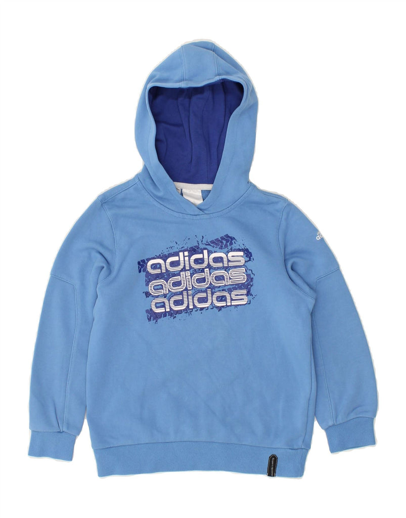 ADIDAS Boys Graphic Hoodie Jumper 7-8 Years Blue Cotton | Vintage Adidas | Thrift | Second-Hand Adidas | Used Clothing | Messina Hembry 