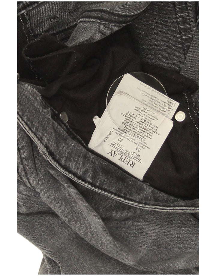 Replay Mens Grover Straight Jeans W34 L27 Grey Cotton