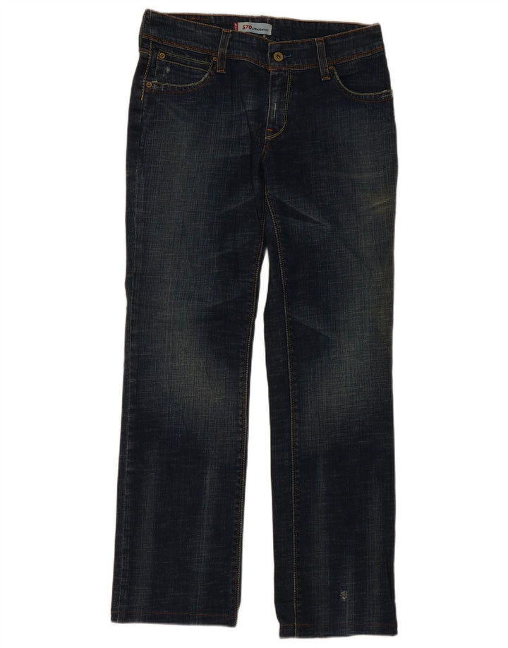 Levi's Womens 570 Straight Jeans W32 L29 Navy Blue Cotton