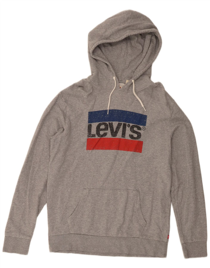 Levi's Mens Standard Graphic Hoodie Jumper Medium Grey Cotton
