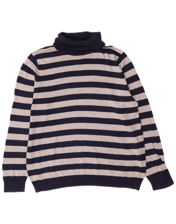 Crew Clothing Womens Roll Neck Jumper Sweater UK 16 Large Navy Blue Striped