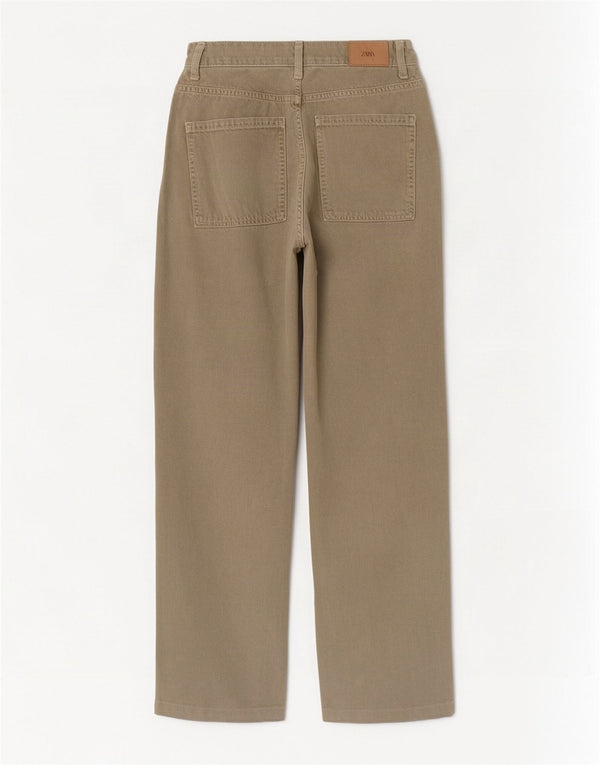 Zara Womens High Waist Jeans EU 38 Small W28 L29 Khaki Cotton
