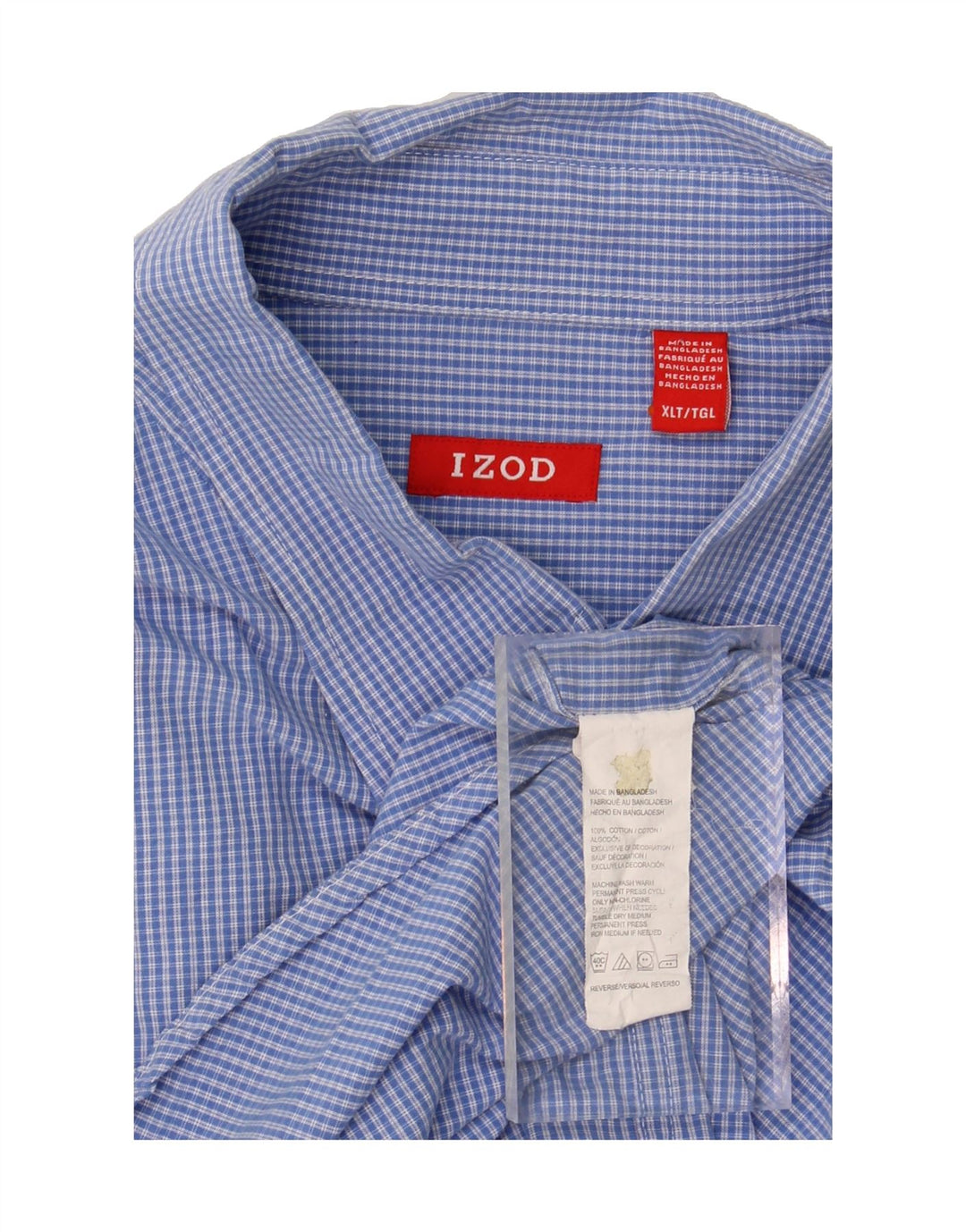 IZOD Mens Tall Shirt XL Blue Check Cotton Vintage Izod and Second-Hand Izod from Messina Hembry 