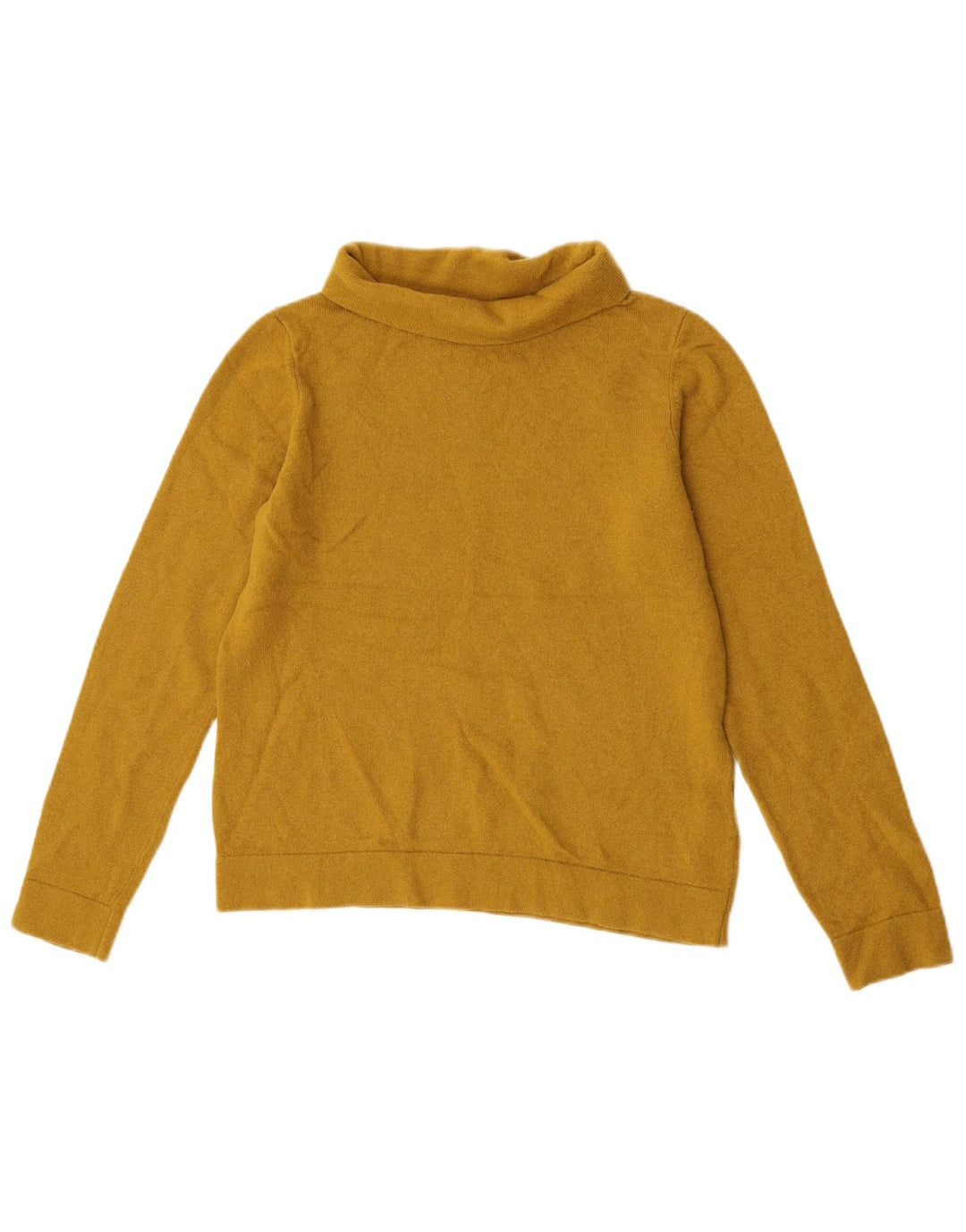 Hobbs Womens Crop Roll Neck Jumper Sweater UK 14 Medium Yellow Wool