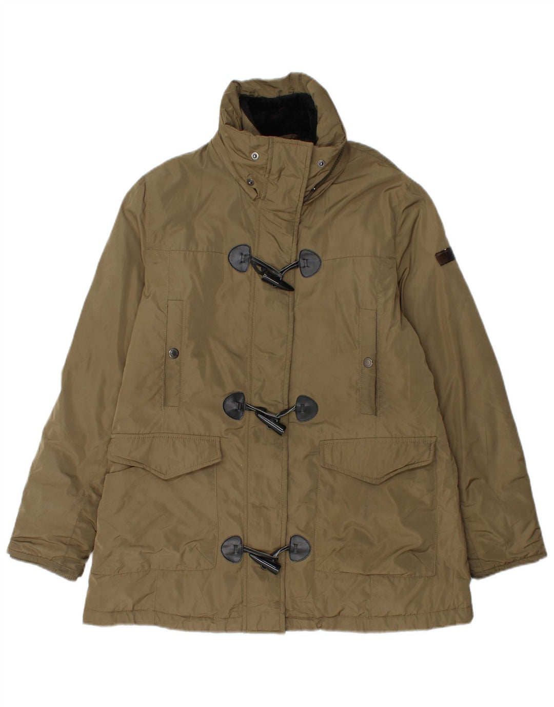 TRUSSARDI Womens Duffle Jacket UK 16 Large Khaki Polyester