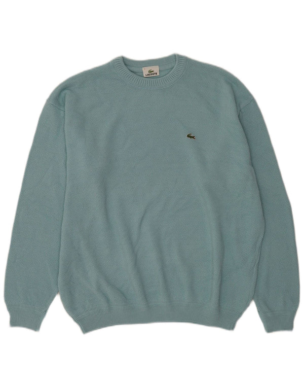 Lacoste Mens Crew Neck Jumper Sweater Size 7 2XL Blue Virgin Wool
