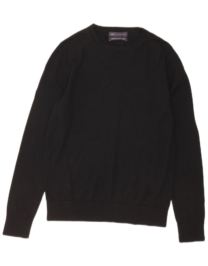 Marks & Spencer Womens Crew Neck Jumper Sweater UK 12 Medium Black
