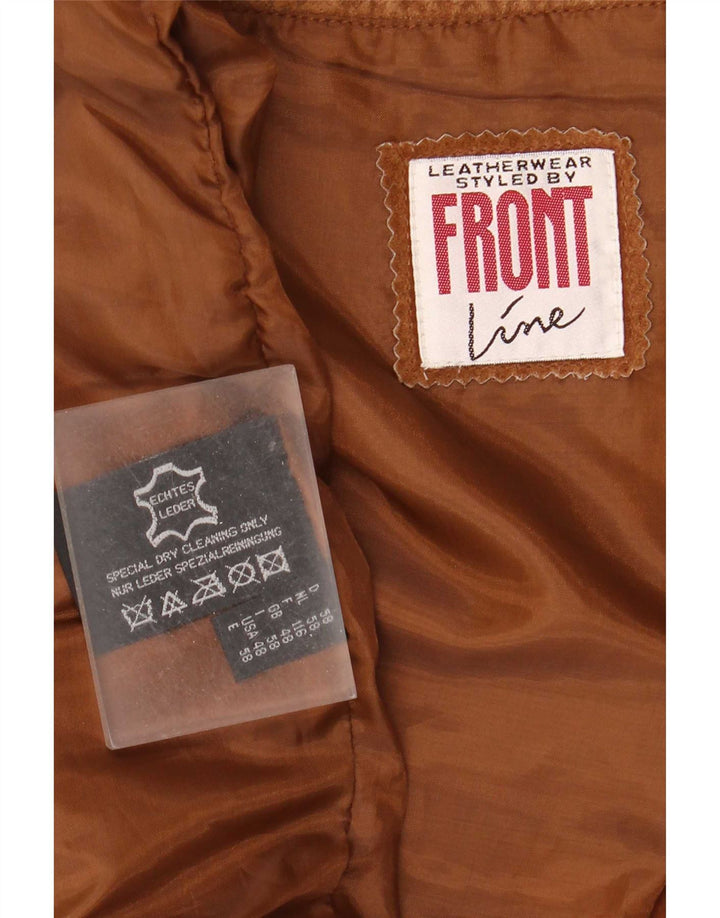 Front Line Mens Suede Waistcoat UK 48 2XL Brown Leather