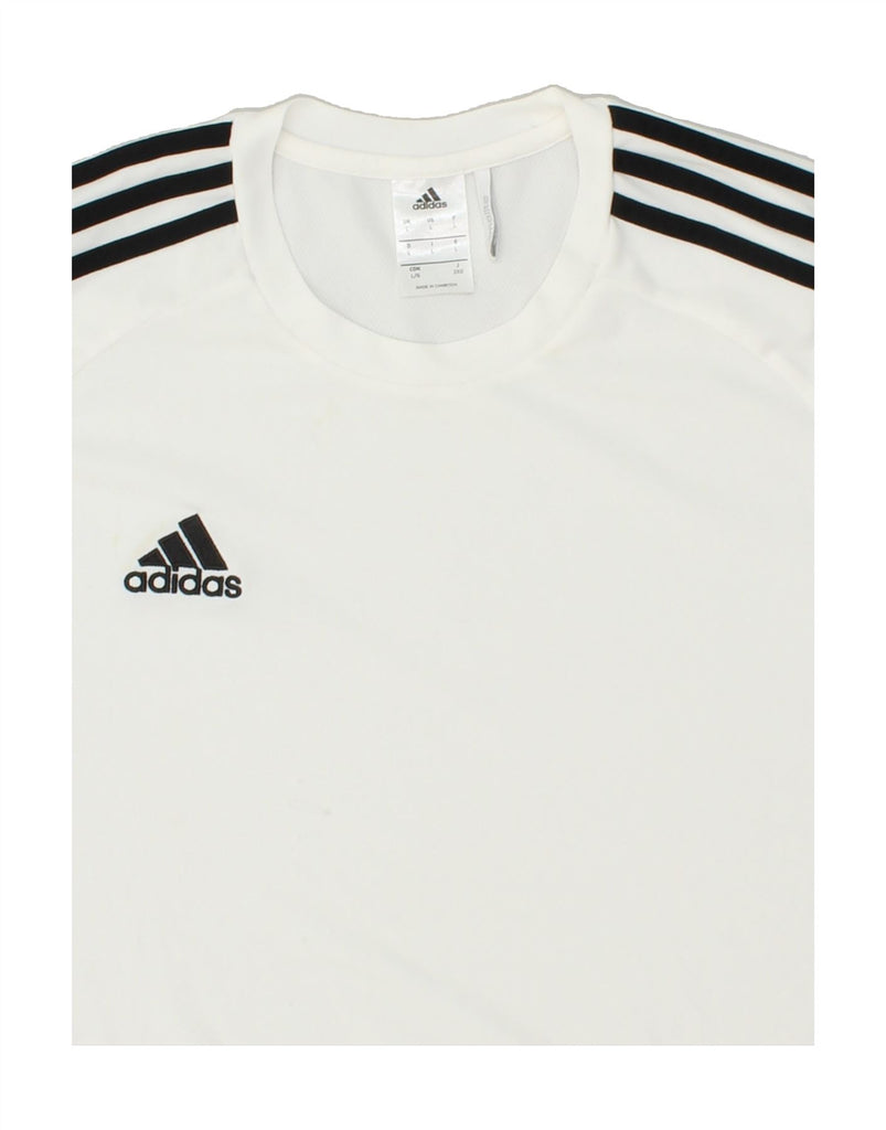 ADIDAS Mens T-Shirt Top Large White Polyester | Vintage Adidas | Thrift | Second-Hand Adidas | Used Clothing | Messina Hembry 