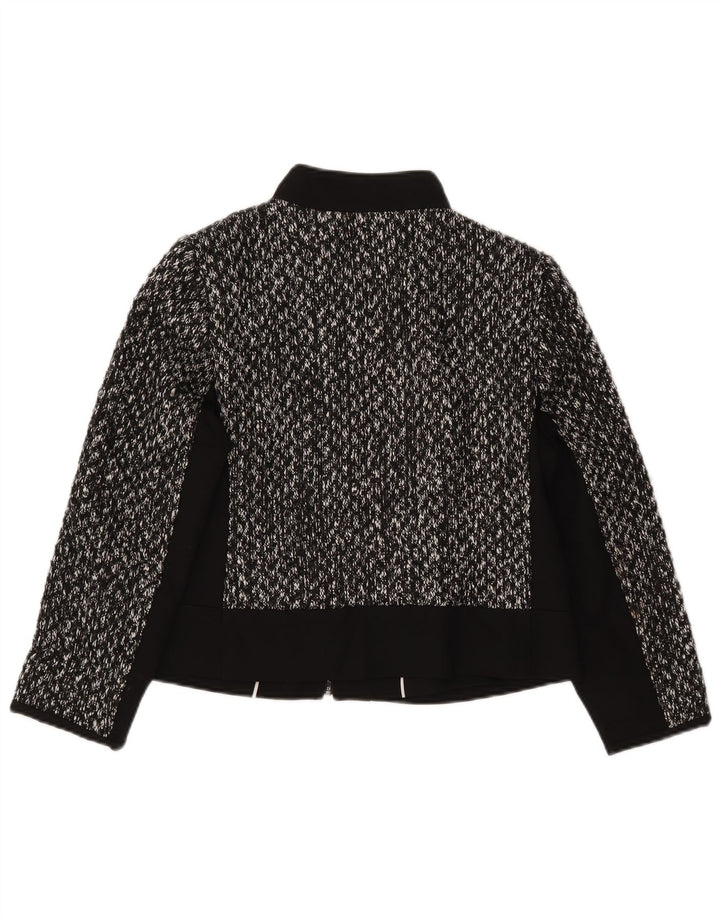 MARKS & SPENCER Womens Crop Blazer Jacket UK 12 Medium  Black Flecked