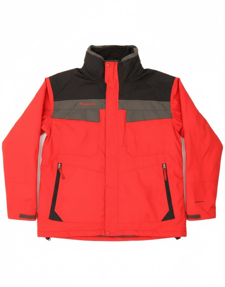 Columbia Mens Interchange Windbreaker Jacket UK 42 XL Red Colourblock