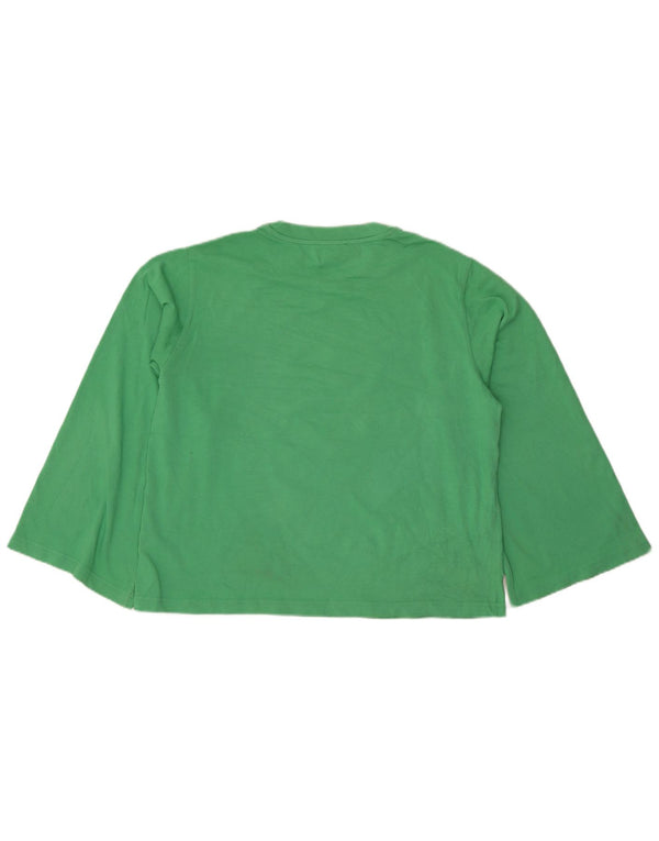 Cos Womens Top Long Sleeve UK 14 Medium Green Cotton