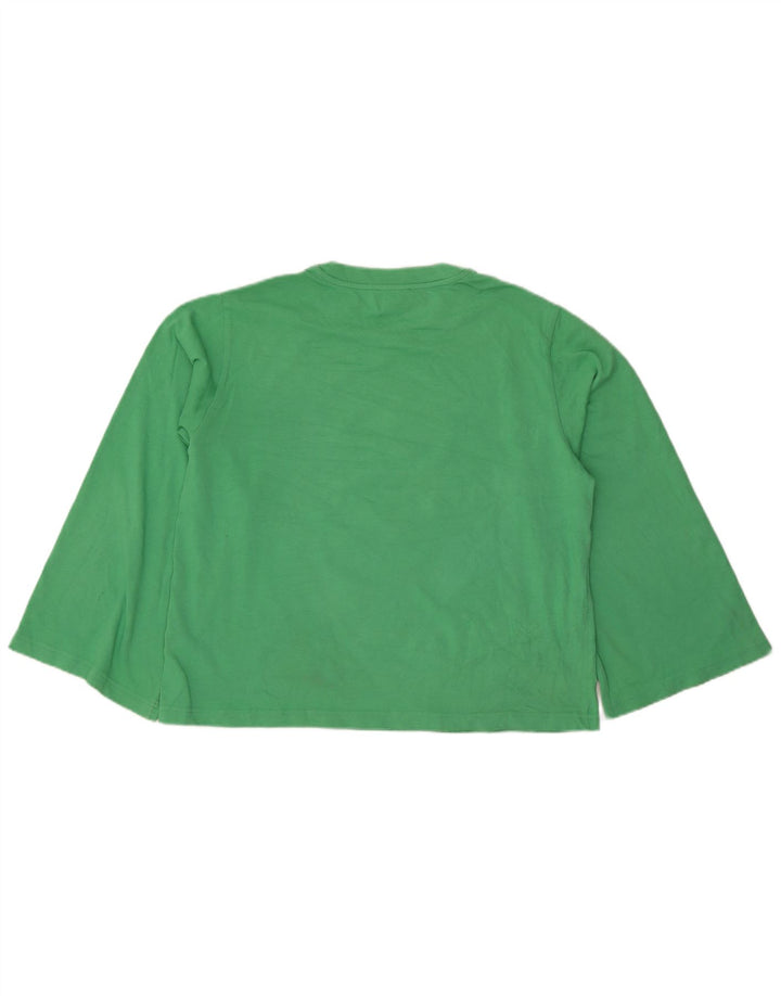 Cos Womens Top Long Sleeve UK 14 Medium Green Cotton