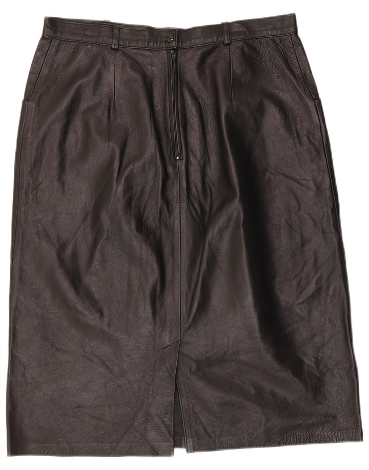Vintage Womens Leather Skirt  W32 Large Black