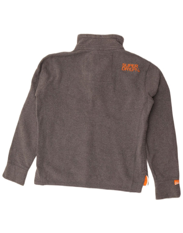 Superdry Mens Loose Fit Button Neck Sweatshirt Jumper Small Grey Cotton