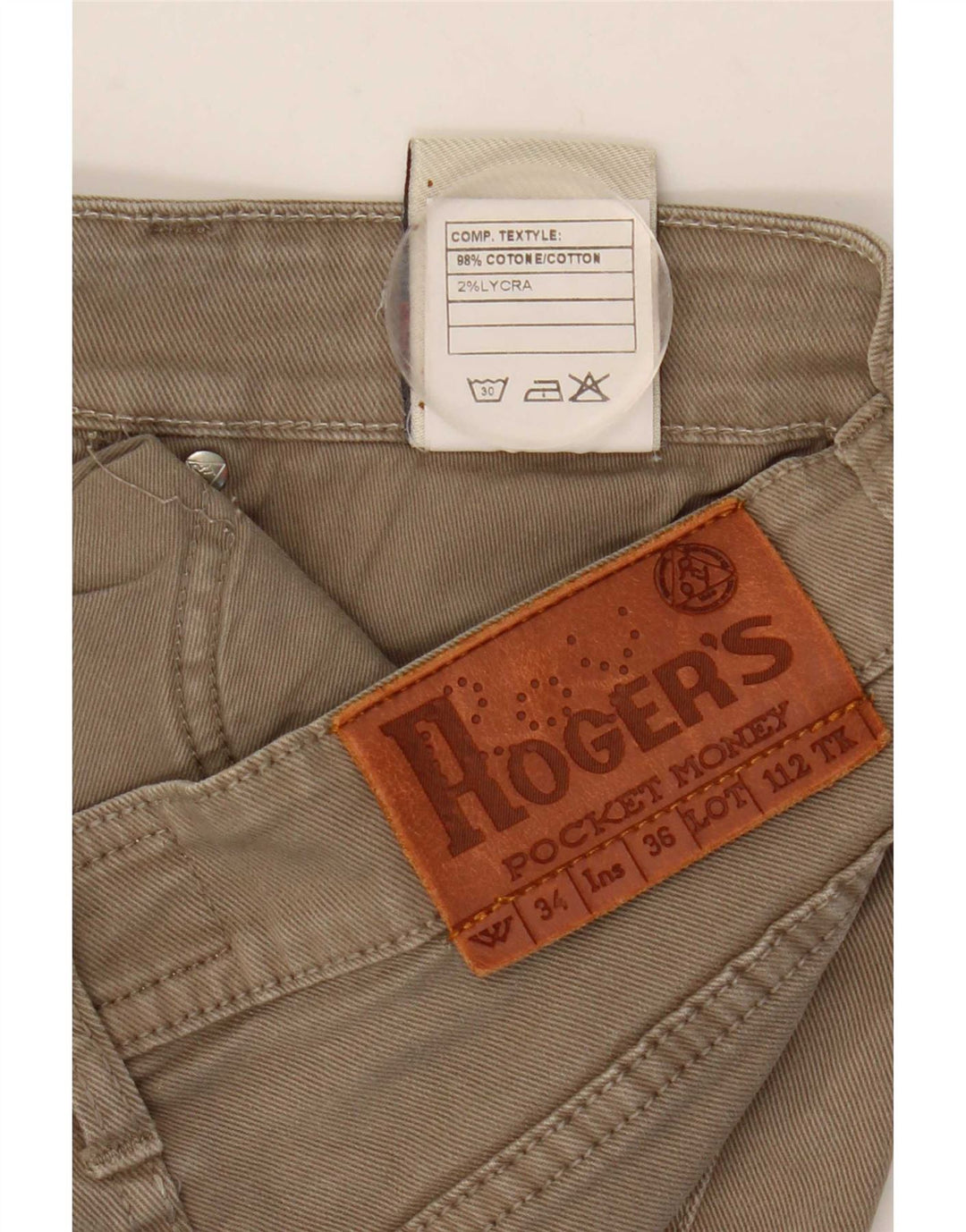 Roy Rogers Womens Slim Jeans W34 L33 Beige Cotton