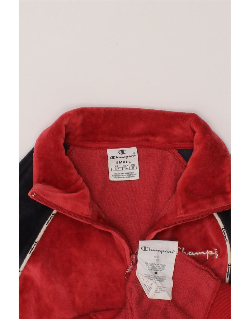 CHAMPION Womens Fleece Tracksuit Top Jacket UK 10 Small Red Colourblock Vintage Champion and Second-Hand Champion from Messina Hembry 