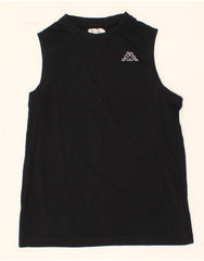 KAPPA Womens Vest Top UK 12 Medium Black Cotton