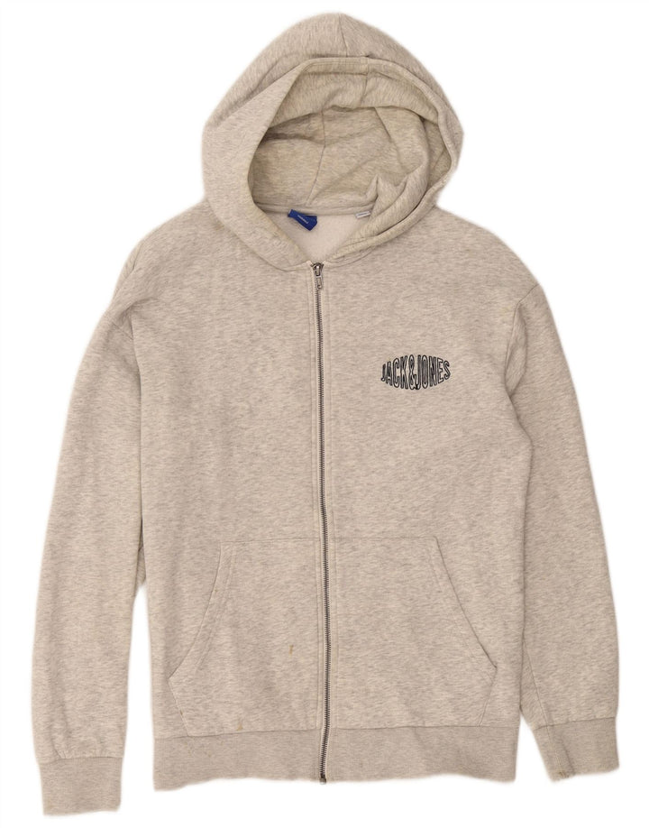 JACK & JONES Mens Zip Hoodie Sweater Medium Grey Flecked Cotton