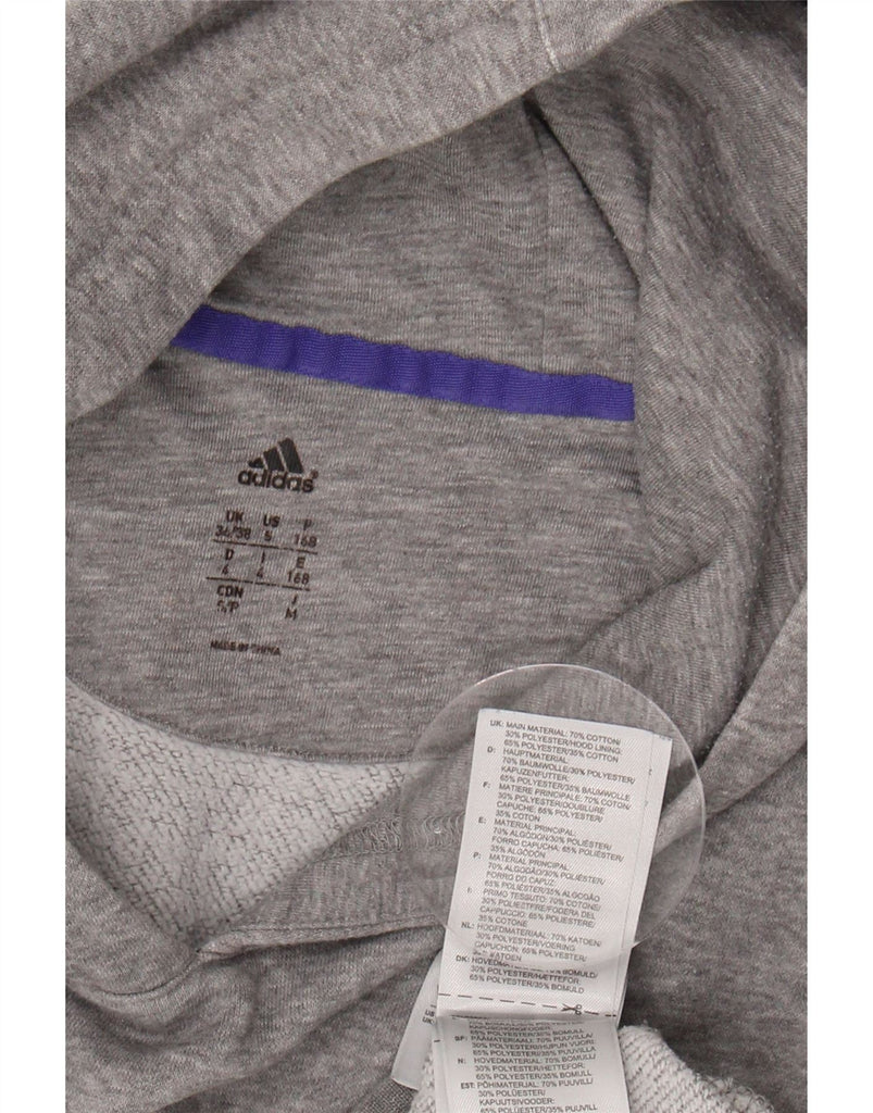 ADIDAS Mens Graphic Hoodie Jumper UK 36/38 Small Grey Cotton Vintage Adidas and Second-Hand Adidas from Messina Hembry 