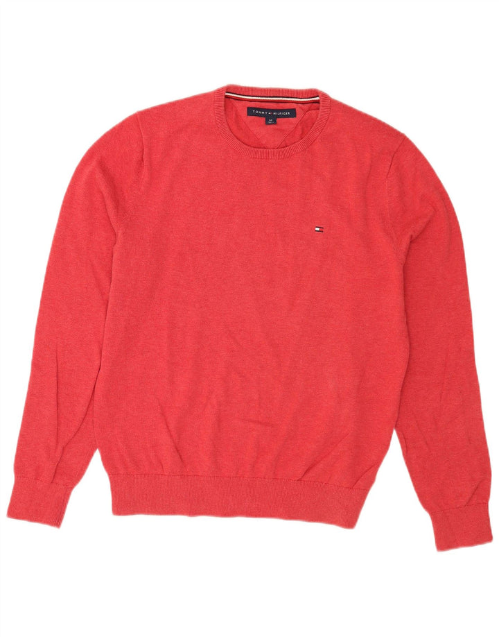 Tommy Hilfiger Mens Crew Neck Jumper Sweater Small Red Cotton