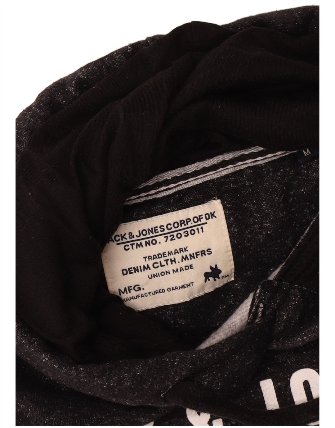 Jack & Jones Mens Graphic Hoodie Jumper Medium Black Flecked