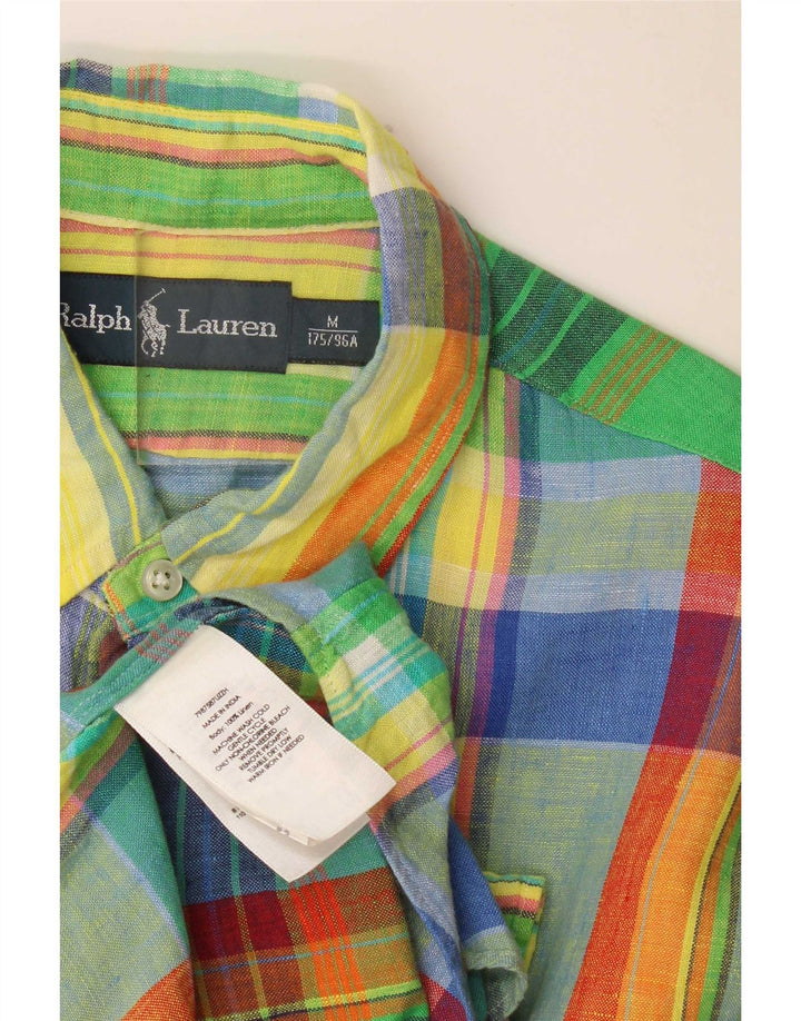 Ralph Lauren Mens Short Sleeve Shirt Medium Multicoloured Plaid Linen