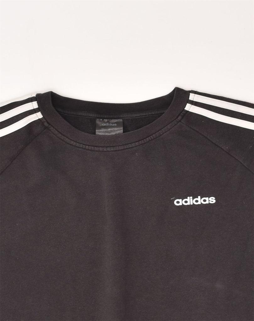 ADIDAS Womens Sweatshirt Jumper UK 12/14 Medium Black Cotton | Vintage Adidas | Thrift | Second-Hand Adidas | Used Clothing | Messina Hembry 