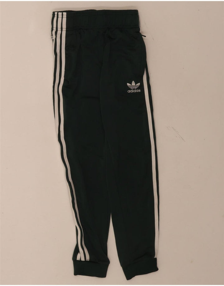 Adidas Boys Tracksuit Trousers Joggers 9-10 Years  Green Polyester