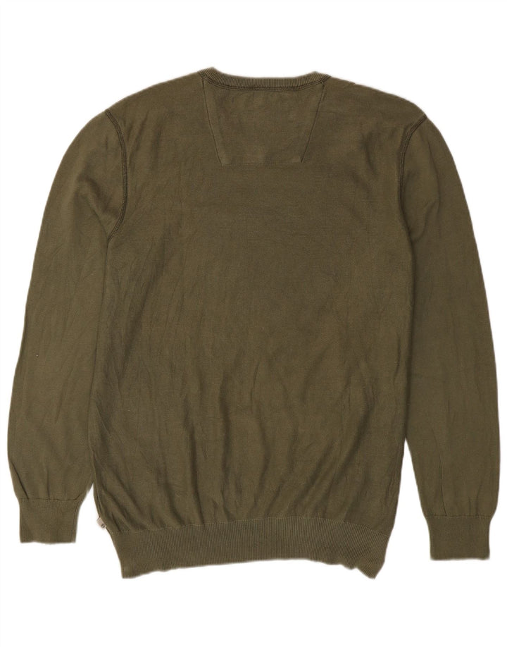 Timberland Mens Regular Fit V-Neck Jumper Sweater Large Khaki Cotton
