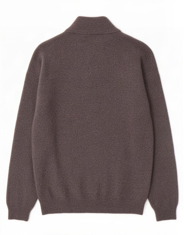 Timberland Mens Zip Neck Jumper Sweater Large Grey Flecked Wool