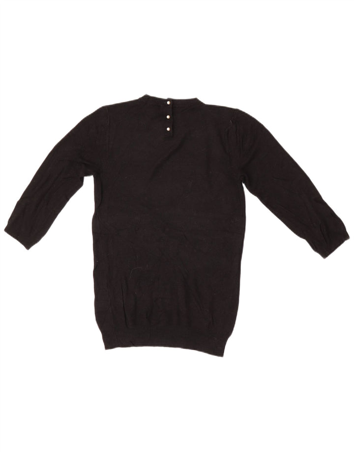 Zara Womens Crew Neck Jumper Sweater UK 8 Small Black