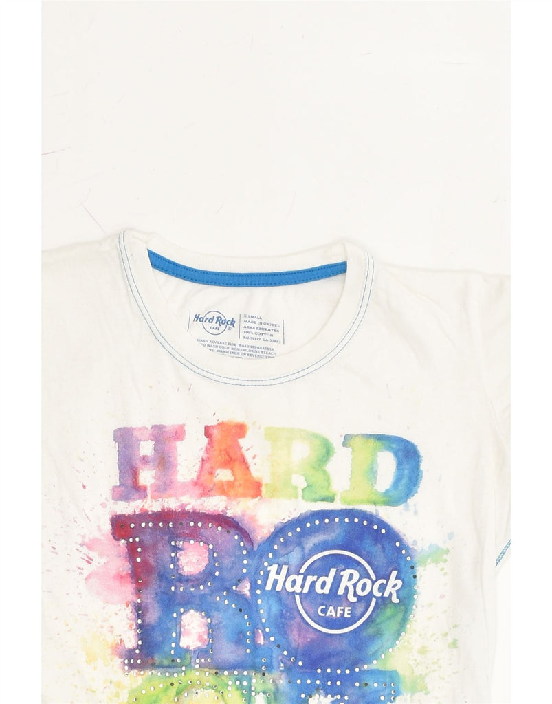 HARD ROCK CAFE Womens Berlin Graphic T-Shirt Top UK 6 XS White Geometric | Vintage Hard Rock Cafe | Thrift | Second-Hand Hard Rock Cafe | Used Clothing | Messina Hembry 