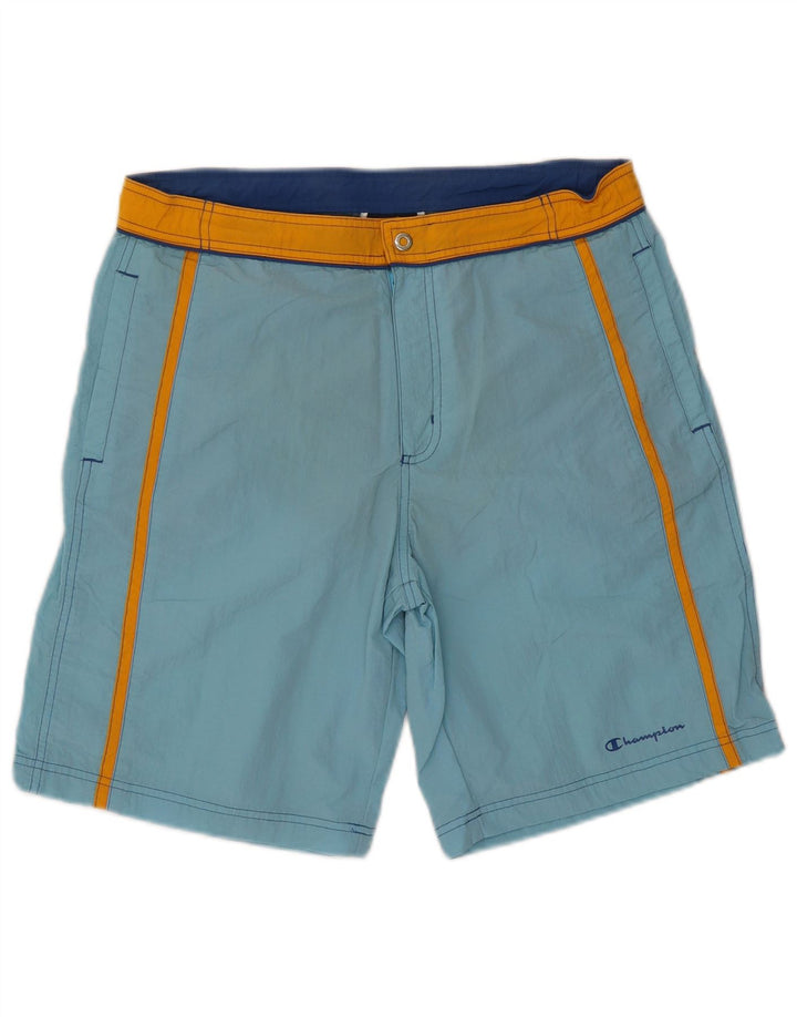 Champion Mens Swimming Shorts Medium Blue Colourblock Polyester