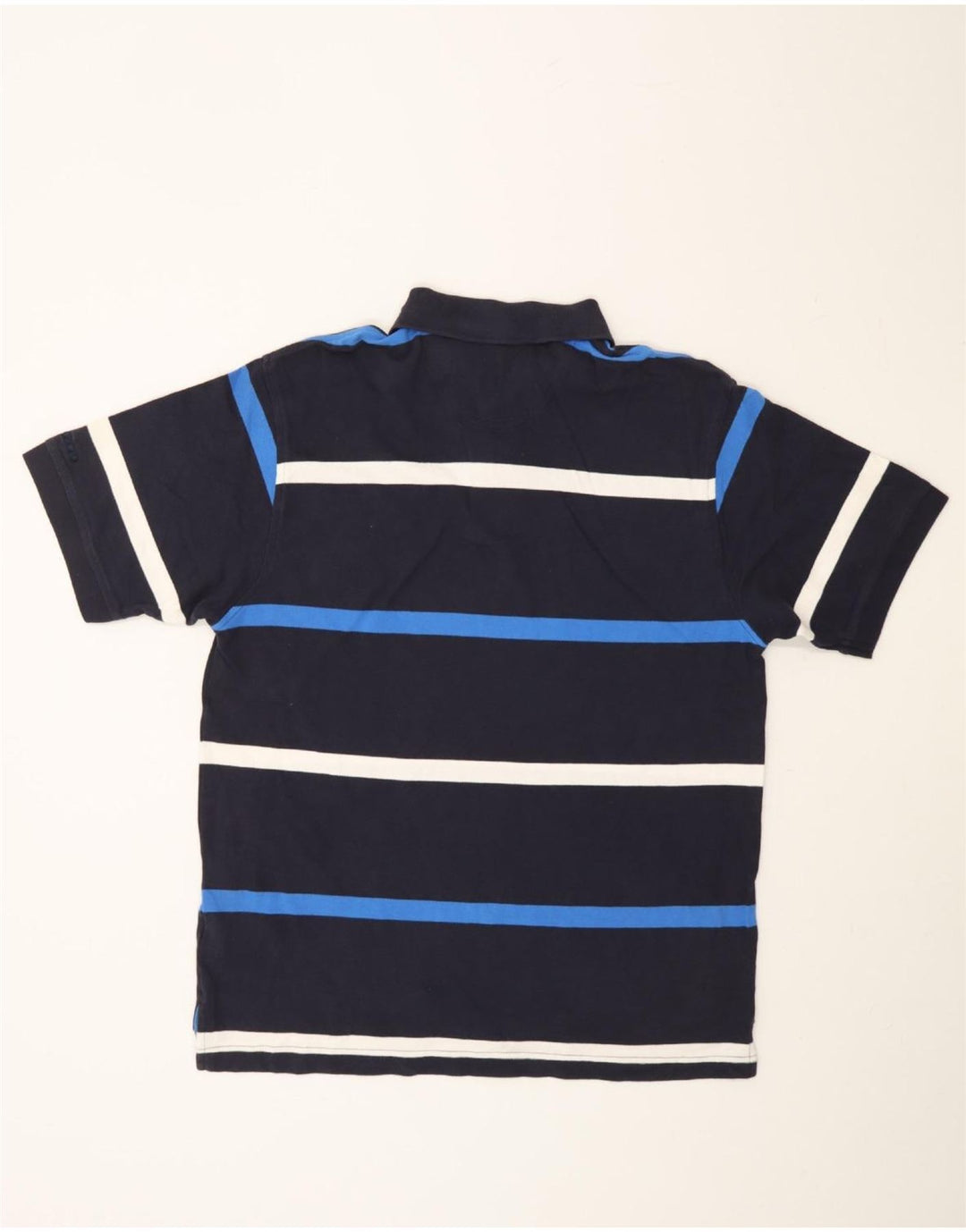 IZOD Mens Polo Shirt Large Navy Blue Striped Cotton Vintage Izod and Second-Hand Izod from Messina Hembry 