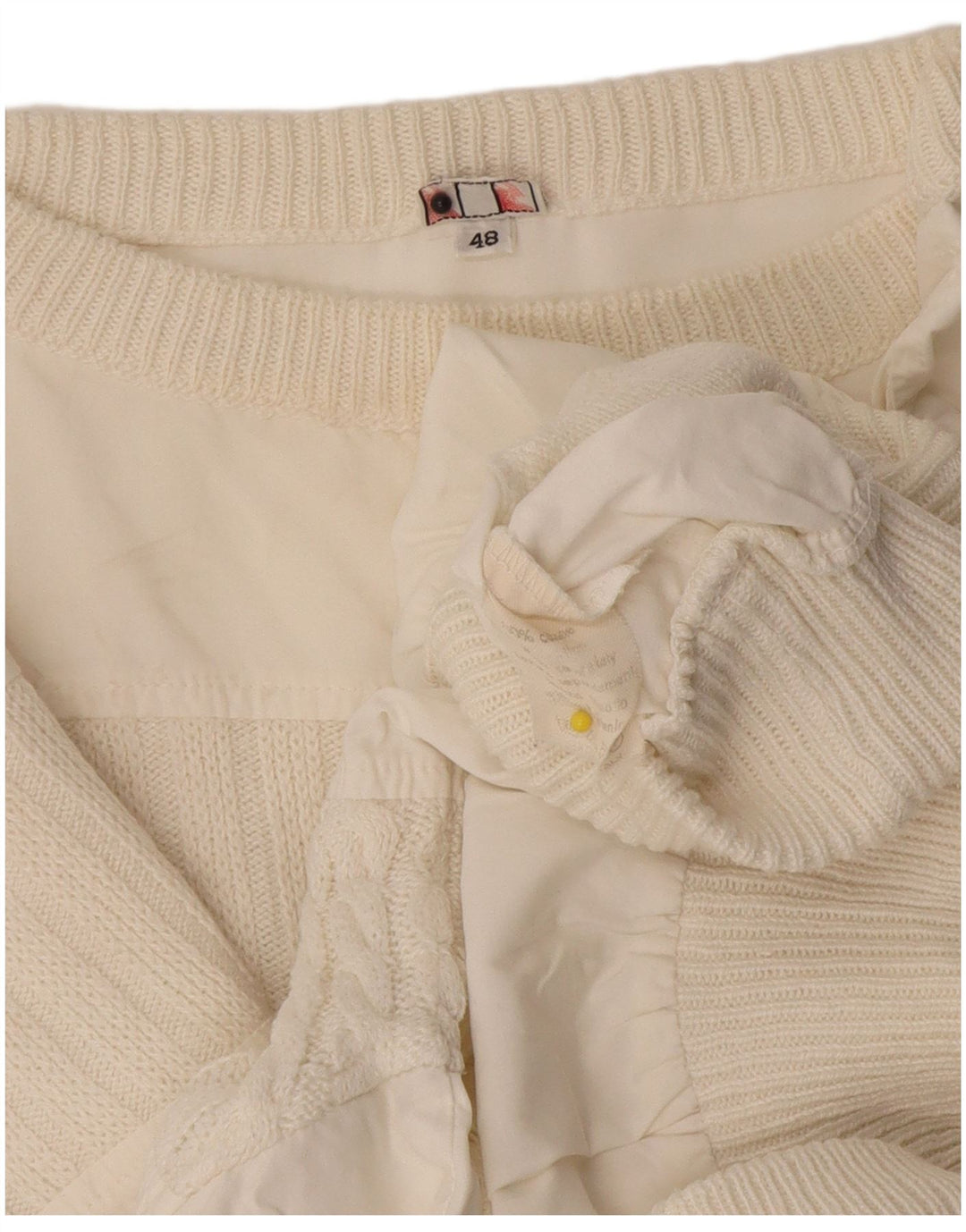 Vintage Mens Boat Neck Jumper Sweater IT 48 Medium Off White Cotton